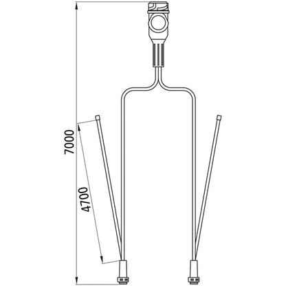 Supply cable, 13-pin plug, 2x 5-pin bay. 7000 mm, 2 x DC