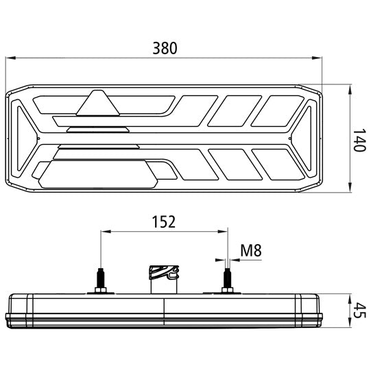 EcoLED III, 24 V, left, 7-pin AMP, triangular reflector