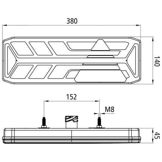 EcoLED III, 24 V, right, 7-pin AMP, triangular reflector