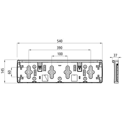 License plate holder w/ integrated lighting, 24 V, 0.5 m, P&R