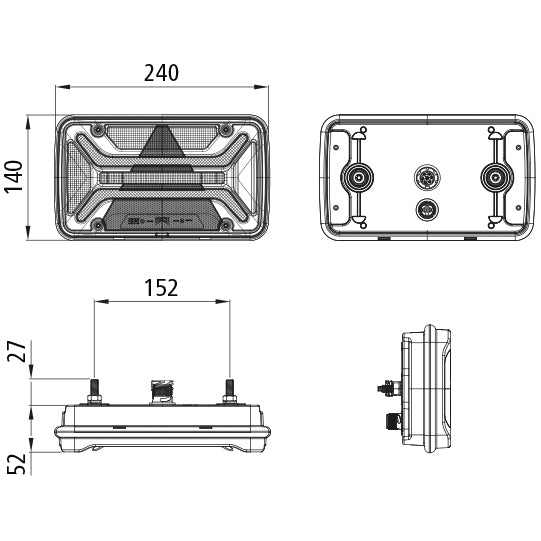 MultiLED III, 12/24 V, right, 7-pin AMP, 1 x 2-pin, delta