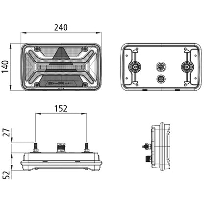 MultiLED III, 12/24 V, right, 7-pin AMP, 1 x 2-pin, delta