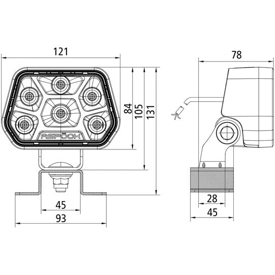 Workpoint II 3000 LED, 12/24V, 1.5 m, open end, 60° floodlight