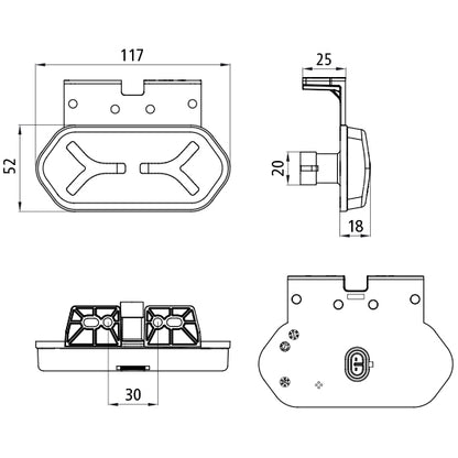 Flatpoint IV LED, SML,2-pin sup.seal pin, 90° angle (C)
