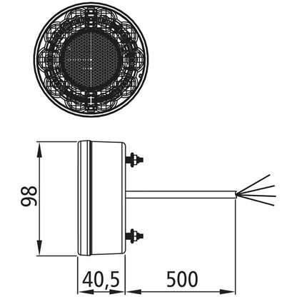 Braspoint 98 LED, 12/24 V, 3-function, open end,0.5 m,NSL,RFS