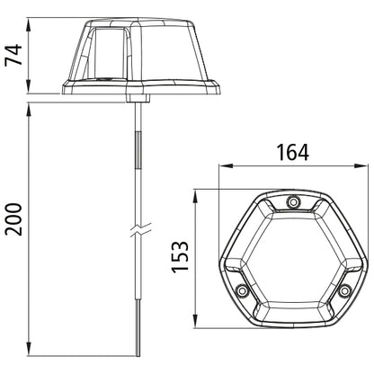 FlashLED, rotating beacon, 12/24 V, direct mnt, 0.20 m, OpenEnd