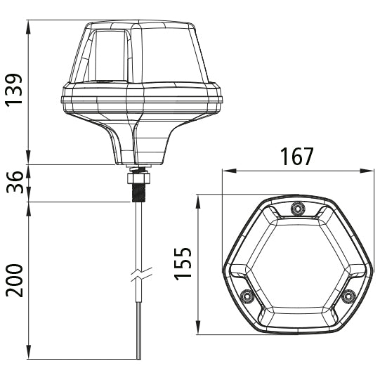 FlashLED, Rotating beacon,12/24V,Screw holder,0,20m,OpenEnd