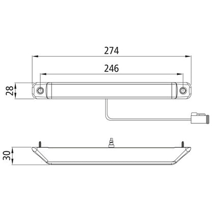 Linepoint II LED, 12/24 V, rear, brake light, 0.25m, German,OEM