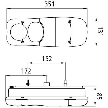 Eurofab, 12 V, right, grommet, stud spacing 152 mm