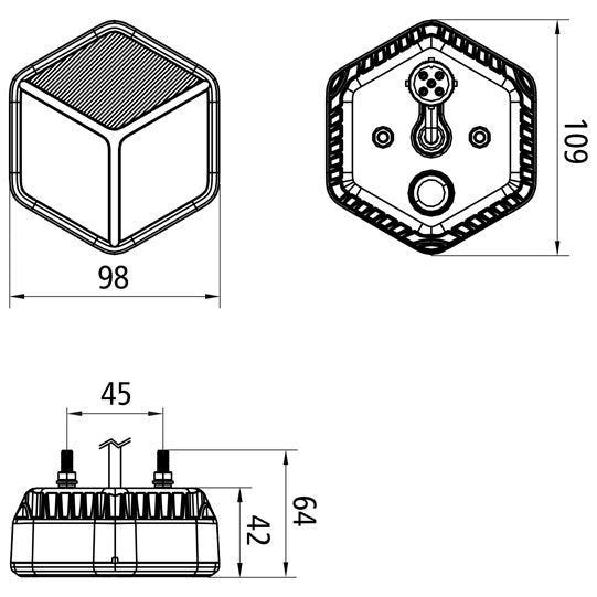 MiniLED III, 3-function, 12/24 V, L/R, 0.5 m, 5-pin bayonet,