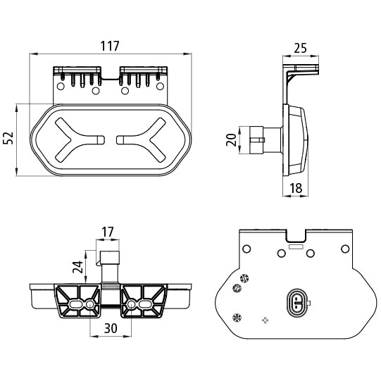 Flatpoint IV LED, SML,2-pin sup.seal pin, 90° angle (Z),OEM