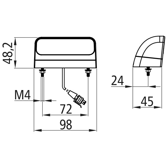 Regpoint II LED, 12/24 V, KZL, 0.5 m, 2-pin Superseal, OEM