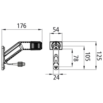 Superpoint IV LED, 12/24 V, right, 0.50 m, 2-pin ASS, OEM