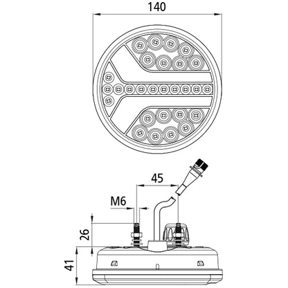 Ecoround LED 3-wireless, 12/24V, li/re, 7-pin ASS