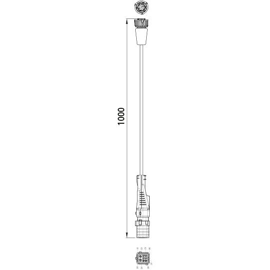 TPMS, Receiver/Wabco TEBS-F cable, 7-pin AMP, 1.0 m