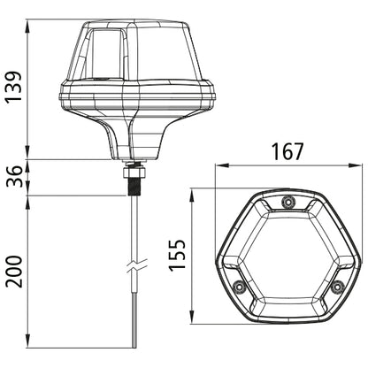 FlashLED, Rotating beacon,12/24V,Screw holder,0,20m,OpenEnd,OEM
