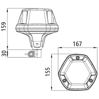 FlashLED, rotating beacon, 12/24 V, DIN connection, OEM