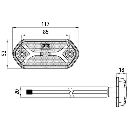 Flatpoint IV LED, 12/24 V, position light, red, 0.5 m,DC,OEM