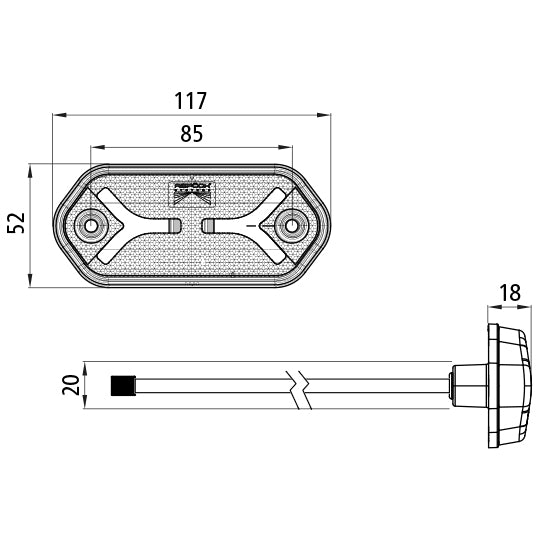 Flatpoint IV LED, 12/24 V, position light, white, 0.5 m,DC,OEM