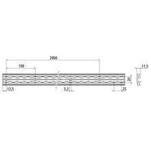 Airline profile anchor rail, aluminium, black rubber, 3000 mm,