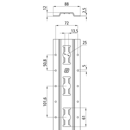 Combination anchor channel 2010, galvanised stl., 3048 mm