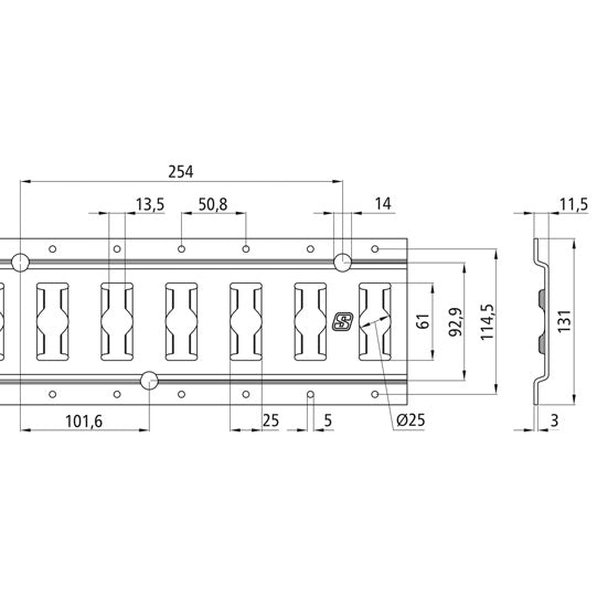 Combination anchor channel 3009, galvanised stl., 3048 mm, 3.0