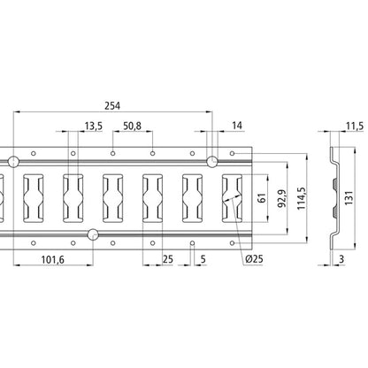 Combination anchor rail 3009-AL, aluminum anodised, 3048 mm