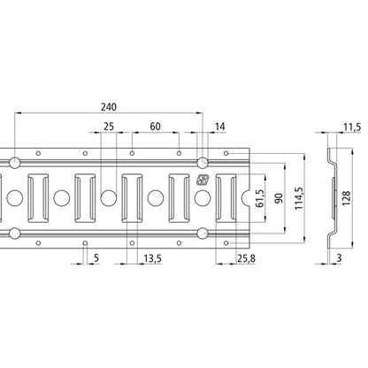 Slotted-hole anchor channel 3008, galvanised stl., 3000 mm