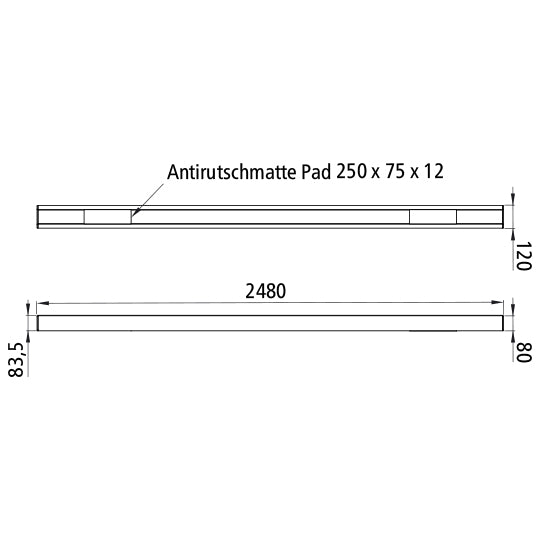 Anti-slip bar - Al/el - 80 x 120 x 2480 mm - 18,500 daN