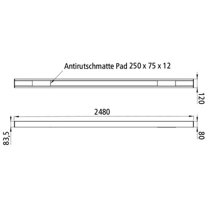 Anti-slip bar - Al/el - 80 x 120 x 2480 mm - 18,500 daN