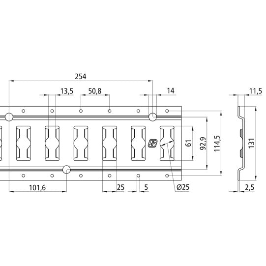 Combination anchor channel 3009, pre-galvanised, 6096 mm
