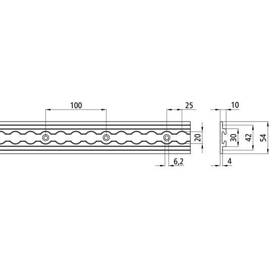 S-Line airline profile anchor rail 4008-AL, anodised, 3000 mm