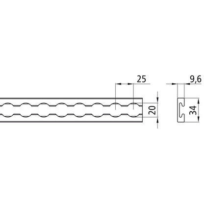 Airline profile anchor rail 4002-AL, aluminum anodised, 6000 mm