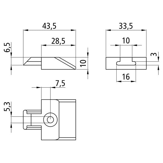 End cap f. Airline profile anchor rail 4002-AL