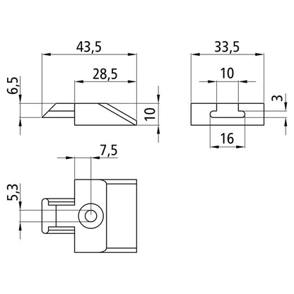 End cap f. Airline profile anchor rail 4002-AL