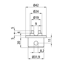 S-Line® combination spigot ø 19/24 mm w/ slot 9 mm, galv. steel