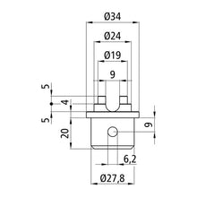 S-Line® combination spigot ø 19/24 mm w/ slot 9 mm, galvanised