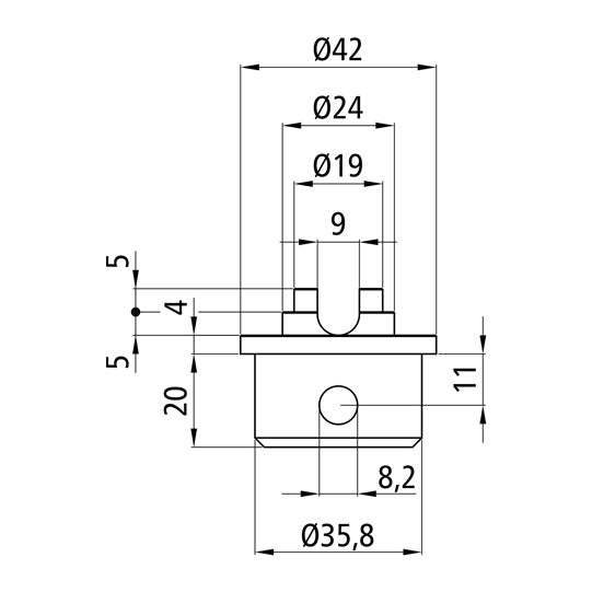 S-Line® combination spigot ø 19/24 mm w/ slot 9 mm, galvanised