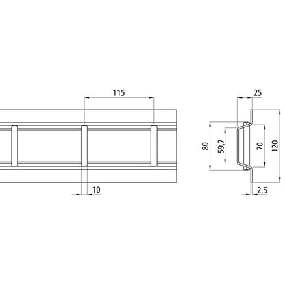 S-Line® rod anchor channel 3116-AL, anodised aluminium, 6400 mm