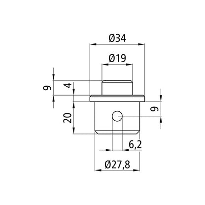 S-Line® spigot ø 19 mm, galvanised stl.