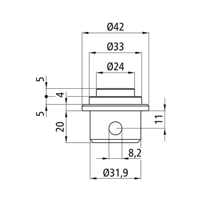 S-Line® combination spigot ø 24/33 mm, galvanized steel