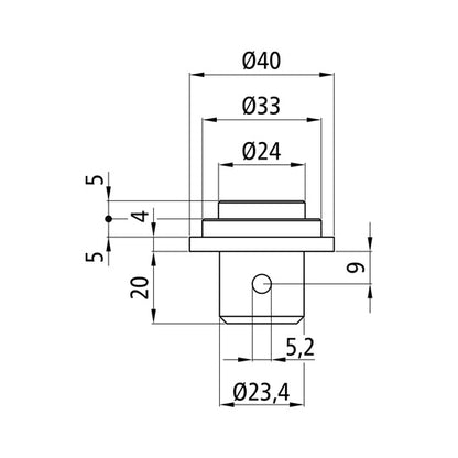 S-Line® combination spigot ø 24/33 mm, galvanized steel