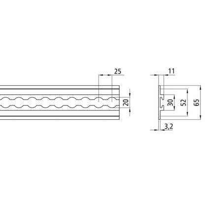 S-Line Airline profile anchor rail 4009-AL, anodised, 3000 mm