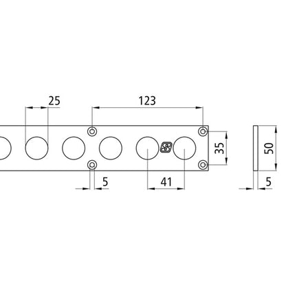 Round-hole anchor channel 3004, galvanised stl., 2990 mm