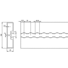 Airline insert profile 6001, aluminum anodised, 3600/100 mm
