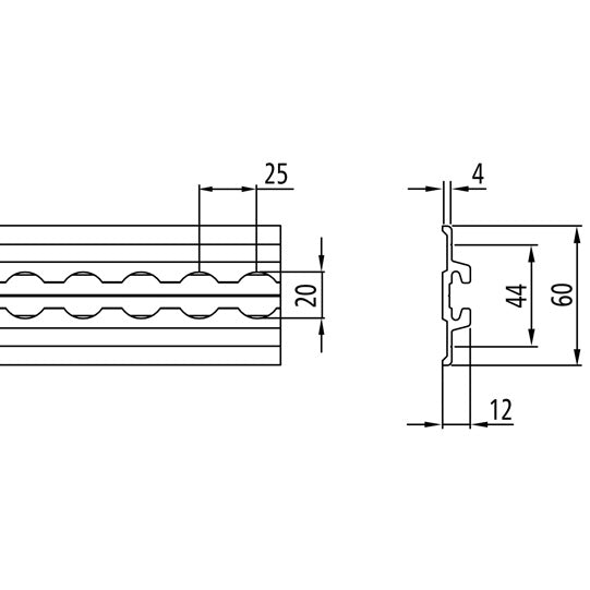 Airline profile anchor rail 4009-VK, 6000 mm, aluminum