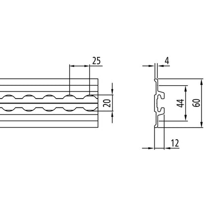 Airline profile anchor rail 4009-VK, 6000 mm, aluminum