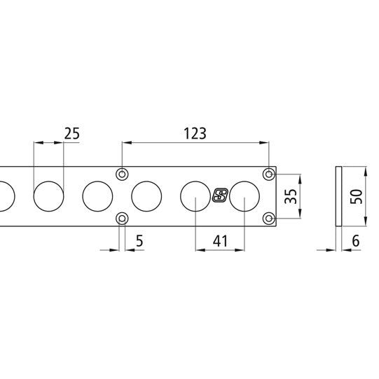 Round-hole anchor rail 3004-AL, aluminum anodised, 2990 mm