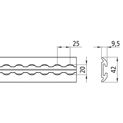 Airline profile anchor rail 4014-AL, 6 m, anodised aluminium