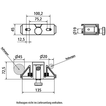 Roll container lock, clamping range 20 - 45 mm, compatible with